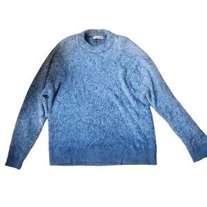 Maniere De Voir Oversized Fuzzy Sweater Mens XXL Blue Ombre Eiffle Cozy Hip Hop